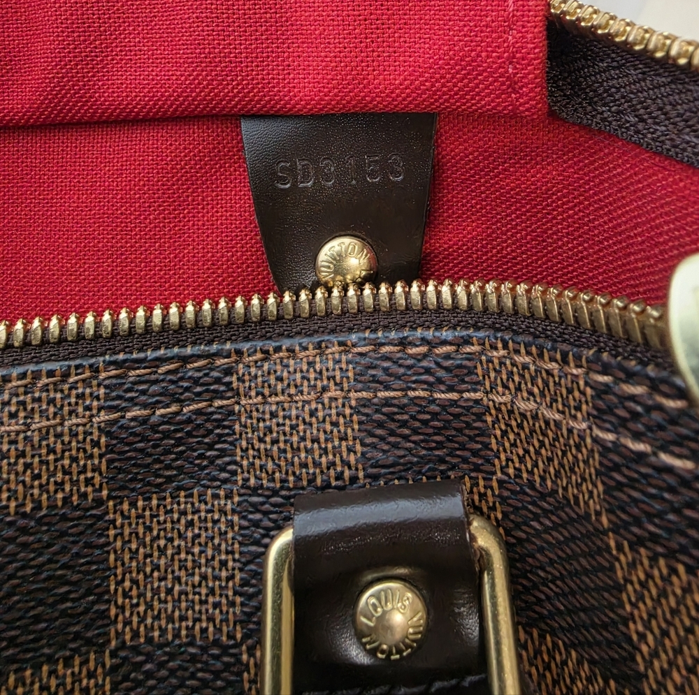 Louis Vuitton Brown Damier Ebene Satchel with Dark Brown Trim and Gold Hardware - Picture 10 of 13